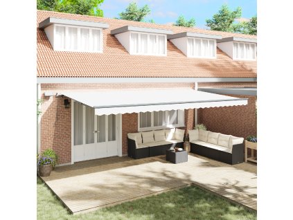 Ručně ovládaná zasouvací markýza s LED Bílá 600x350 cm