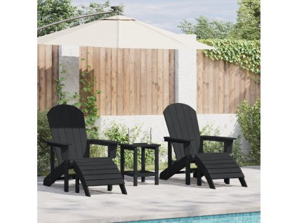 Adirondack židle s opěrkami na nohy 2 ks Černé HDPE