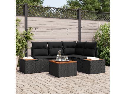 Sada zahradních pohovek s polštářem 5 pcs Černá polyratan