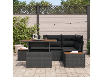 Zahradní jídelní souprava s polštářem 5 pcs Černá a hnědá