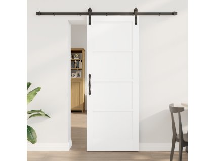 posuvné dveře s příslušenstvím Bílá 78x202 cm Pevné dřevo Borovice