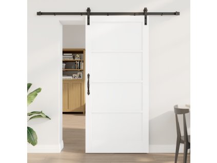 Posuvné dveře se sadou hardware Bílá 93x202 cm Pevné dřevo Borovice