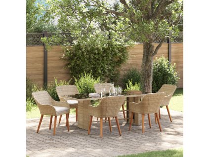 Zahradní jídelní souprava s polštářem 7 pcs Béžová polyratan