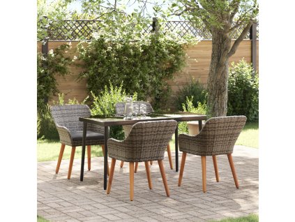 Zahradní jídelní souprava s polštářem 5 pcs Šedá polyratan