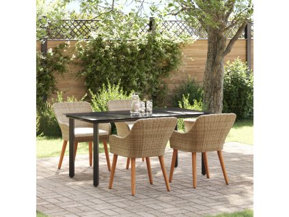 Zahradní jídelní souprava s polštářem 5 pcs Béžová polyratan
