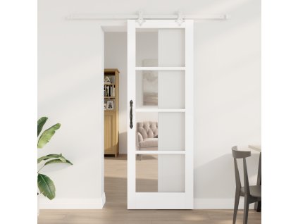 Bílé posuvné dveře vidaXL s hardwarem 73,5 x 211 cm z masivního borového dřeva
