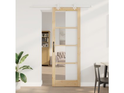 Posuvné dveře Přírodní 83 x 232 cm Masivní borové dřevo a sklo