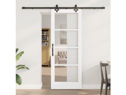Posuvné dveře vidaXL se sadou hardwaru Bílá 78x202 cm Masivní borové dřevo