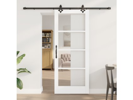 Posuvné dveře s hardwarovou sadou Bílá 83x202 cm Pevné dřevo z borovice