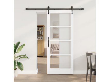 Posuvné dveře s příslušenstvím Sada Bílá 83x202 cm Masivní borové dřevo