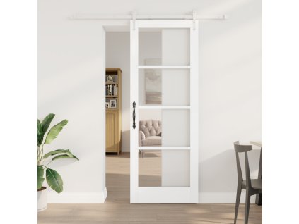 Posuvné dveře s montážní sadou Bílá 78x211 cm Masivní dřevo Borové