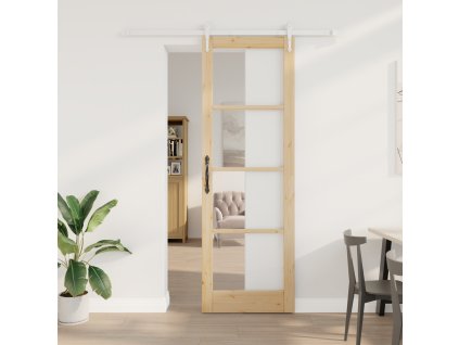 Posuvné dveře s hardwarovou sadou 78x232 cm z masivního dřeva borovice