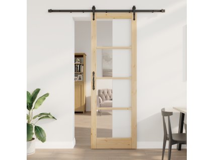 Posuvné dveře se sadou kování 78x232 cm z masivního borového dřeva