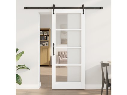 Posuvné dveře se sadou kování Bílé 83x202 cm Masivní borové dřevo