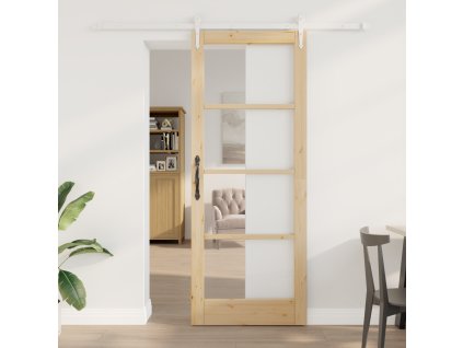 Posuvný dveře se sadou hardwaru 83x211 cm z masivního borovýho dřeva