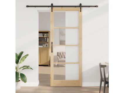 Posuvné dveře vidaXL s hardwarovou sadou 'ORKDAL'93x232 cm, Interiérové dveře vidaXL se sklem 'ORKDAL'93x232x4 cm z borovicového dřeva