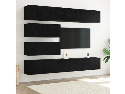 Sestava TV skříněk Nástěnný 6 pcs Černý dub kompozitní dřevo