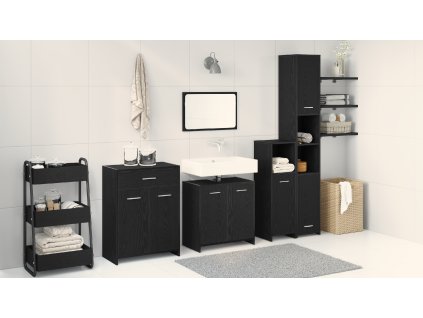 Sada koupelnového nábytku 4 pcs Černý dub kompozitní dřevo