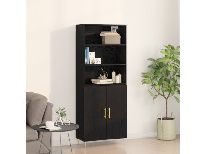 Highboard Černý dub 69,5x34x180 cm Inženýrské dřevo