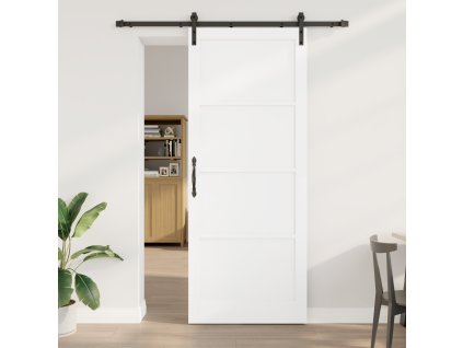Posuvné dveře vidaXL s příslušenstvím Bílá 93x232 cm Masivní borovicové dřevo, Vnitřní dveře 'ORKDAL'Bílá 93x232x4 cm Masivní borovicové dřevo