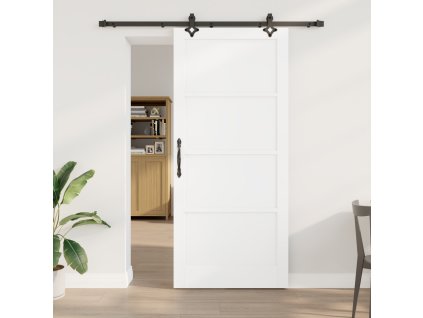 Posuvné dveře s kovaním Bílá 93x211 cm Masivní dřevo Borové