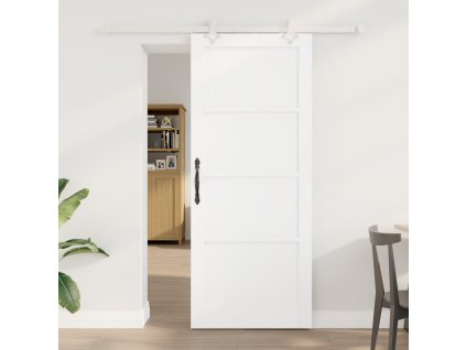 Posuvné dveře vidaXL se sadou hardwaru Bílá 83x202 cm Masivní dřevo borovice, Interiérové dveře 'ORKDAL'Bílá 83x202x4 cm Masivní dřevo borovice