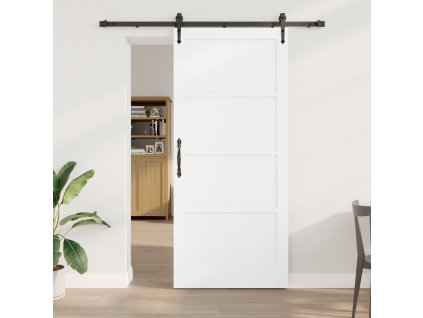 Posuvné dveře vidaXL s kovaním, bílá, 93 x 211 cm, masivní borovice