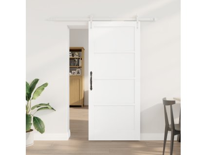 Posuvné dveře vidaXL se sadou hardwaru Bílá 78x202 cm Zpevněné dřevo Borovice