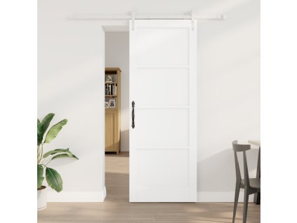 Posuvné dveře vidaXL s hardwarem, bílá 78x211 cm, masivní dřevo borovice
