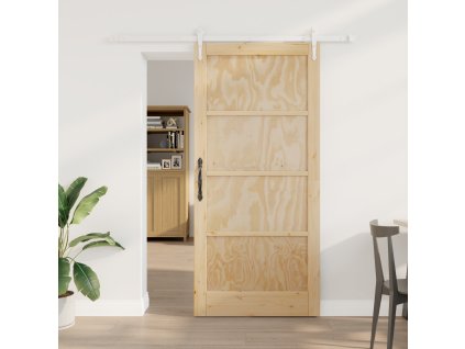 Posuvné dveře vidaXL s kovaním 93x202 cm, masivní borové dřevo