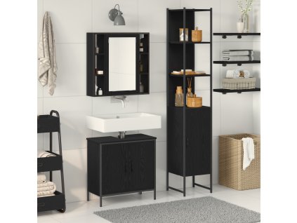 Koupelnové umyvadlové jednotky 3 pcs Černá Kompozitní dřevo