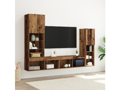 TV skříň s LED světly Zvětralé dřevo 40,5x30x102 cm