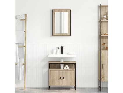 Sada koupelnového nábytku s policí 2 pcs Hnědá Kompozitní dřevo