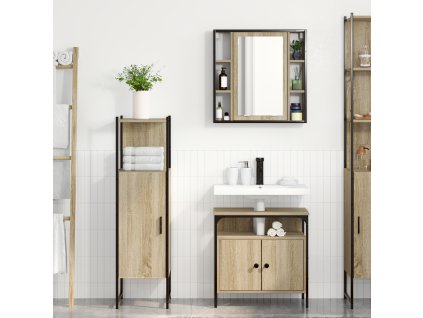 Sada koupelnového nábytku s policí 3 pcs Hnědá Kompozitní dřevo