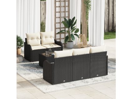 Sada zahradních pohovek Černá polyratan