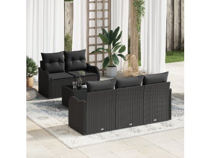 Sada zahradních pohovek Černá polyratan