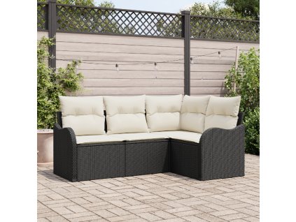 Sada zahradních pohovek 4 pcs Černá polyratan