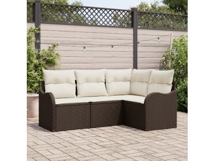 Sada zahradních pohovek Hnědá polyratan