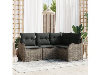 Sada zahradních pohovek 4 pcs Šedá polyratan