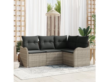 Sada zahradních pohovek 4 pcs Světle šedá polyratan