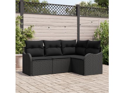 Sada zahradních pohovek Černá polyratan