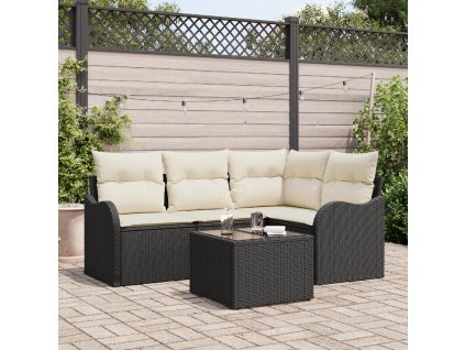 Sada zahradních pohovek 5 pcs Černá polyratan