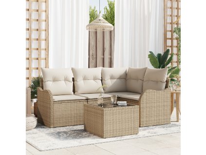 Sada zahradních pohovek 5 pcs Béžová polyratan