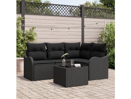 Sada zahradních pohovek Černá polyratan