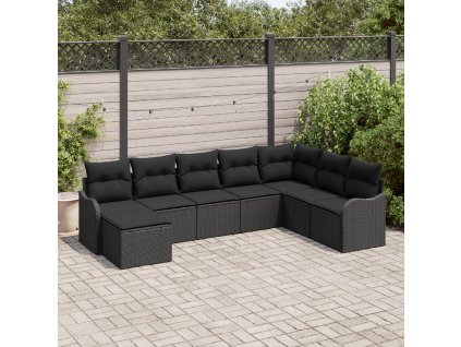 Sada zahradních pohovek 8 pcs Černá polyratan