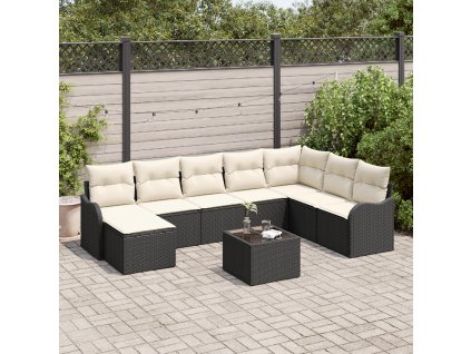 Sada zahradních pohovek 9 pcs Černá polyratan