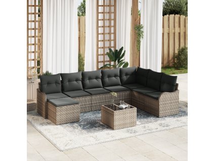 Sada zahradních pohovek Šedá polyratan