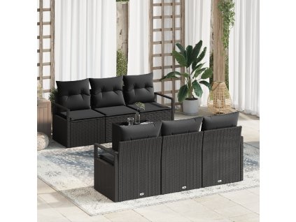 Set pohovek 7 pcs Černá polyratan
