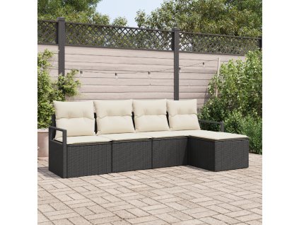 Set pohovek 5 pcs Černá polyratan