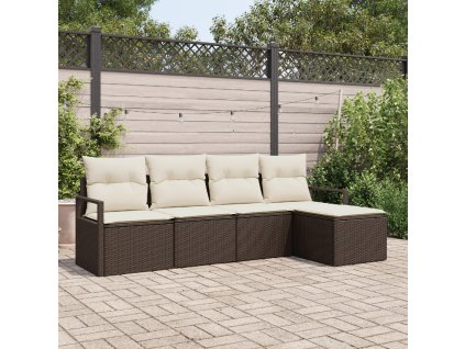 Set pohovek 5 pcs Hnědá polyratan